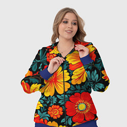 Женский 3D-костюм Русская хохлома с цветами, цвет: 3D-синий — фото 2
