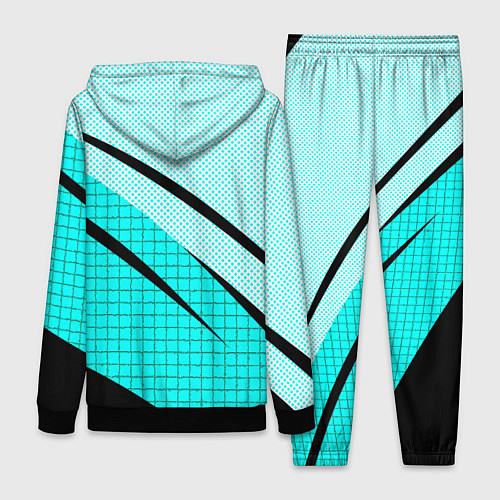 Женский костюм Абстрактный чёрно-голубой с полосами / 3D-Черный – фото 2