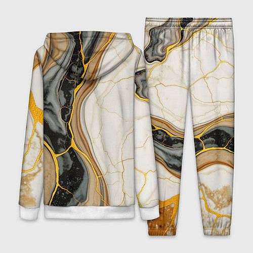 Женский костюм Золотистые прожилки в мраморе / 3D-Белый – фото 2