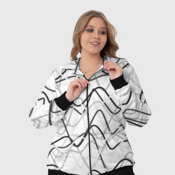 Женский 3D-костюм Белый с серыми волнистыми полосами, цвет: 3D-черный — фото 2