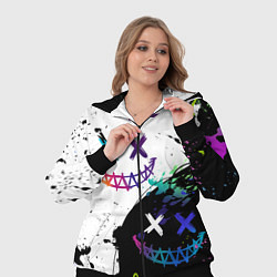 Женский 3D-костюм Неоновые брызги - жуткие улыбки, цвет: 3D-черный — фото 2