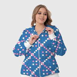 Женский 3D-костюм Синяя розовая с белым плитка, цвет: 3D-белый — фото 2