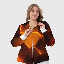 Женский 3D-костюм Оранжевые объемные пластины, цвет: 3D-белый — фото 2