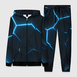 Женский 3D-костюм Черные плиты с синим светом, цвет: 3D-черный