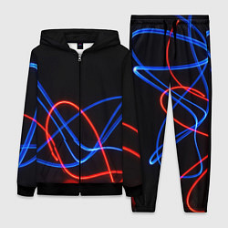 Женский 3D-костюм Красно синие неоновые линии на черном фоне, цвет: 3D-черный