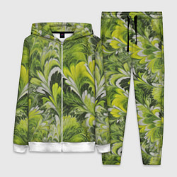 Женский 3D-костюм Мраморный абстрактный паттерн - зеленые и желтые о, цвет: 3D-белый