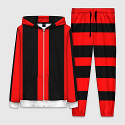 Женский 3D-костюм Color black red lines, цвет: 3D-белый