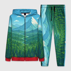 Женский 3D-костюм Горный пейзаж - пиксель арт, цвет: 3D-красный