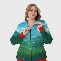 Женский 3D-костюм Горный пейзаж - пиксель арт, цвет: 3D-красный — фото 2