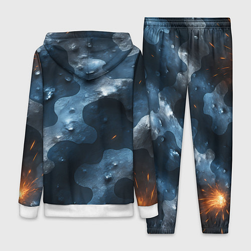 Женский костюм Синий камуфляж с каплями / 3D-Белый – фото 2