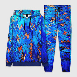 Женский 3D-костюм Сине-голубой стекающая абстракция, цвет: 3D-синий