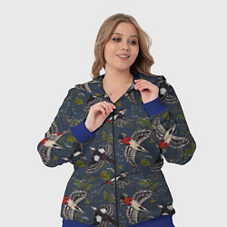 Женский 3D-костюм Дятлы и цветы, цвет: 3D-синий — фото 2