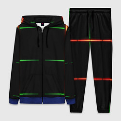 Женский 3D-костюм Color black green orange stripes, цвет: 3D-синий
