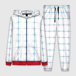 Женский 3D-костюм Color white blue stripes, цвет: 3D-красный