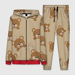 Женский 3D-костюм Медвежьи мордашки на бежевом, цвет: 3D-красный