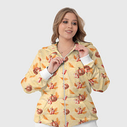 Женский 3D-костюм Хеллоуин с тыквой и листьями, цвет: 3D-белый — фото 2