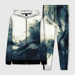 Женский 3D-костюм Чёрно-синие абстрактные краски, цвет: 3D-черный