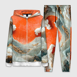 Женский 3D-костюм Японский пейзаж абстракция, цвет: 3D-белый