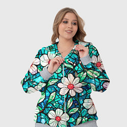 Женский 3D-костюм Цветочный сине-зелёный витраж, цвет: 3D-меланж — фото 2