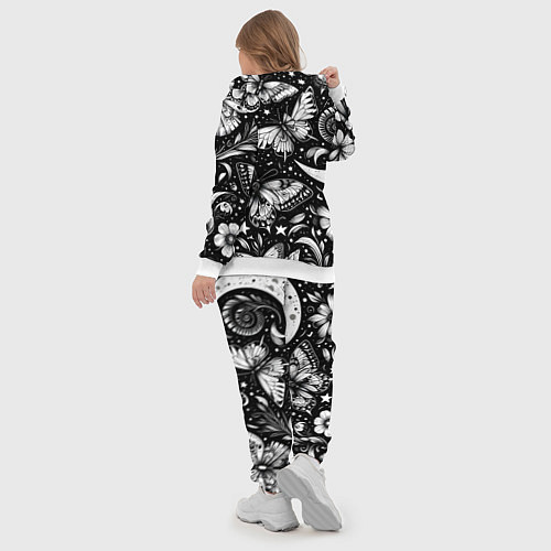 Женский костюм Паттерн из бабочек цветов и луны - нейроарт / 3D-Белый – фото 5