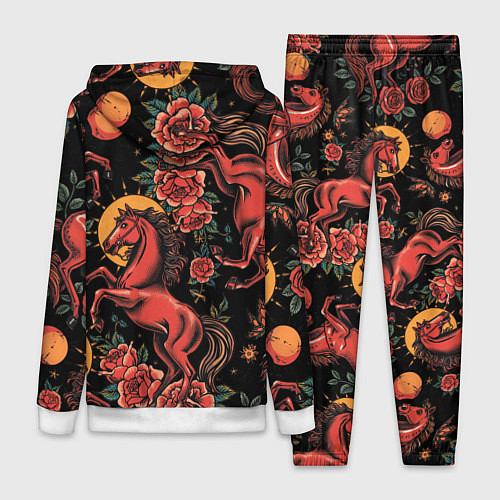 Женский костюм Красная лошадь с розами / 3D-Белый – фото 2