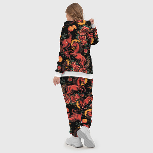 Женский костюм Красная лошадь с розами / 3D-Белый – фото 5