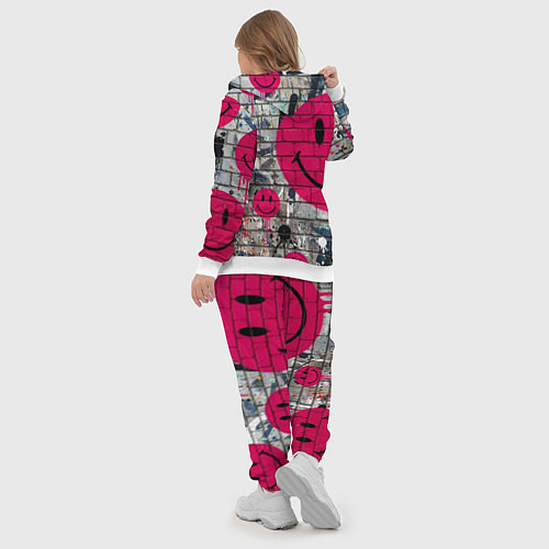 Женский костюм Розовые смайлы граффити / 3D-Белый – фото 5