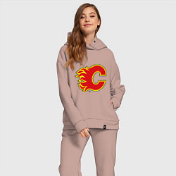 Женский костюм оверсайз Calgary Flames, цвет: пыльно-розовый — фото 2