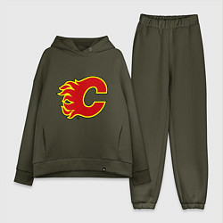 Женский костюм оверсайз Calgary Flames, цвет: хаки