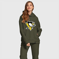 Женский костюм оверсайз Pittsburgh Penguins, цвет: хаки — фото 2