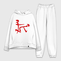 Женский костюм оверсайз Иероглиф: любовь, цвет: белый