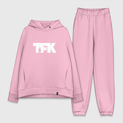 Женский костюм оверсайз TFK: White Logo, цвет: светло-розовый