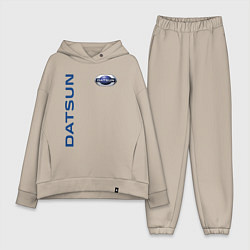 Женский костюм оверсайз Datsun логотип с эмблемой, цвет: миндальный