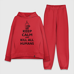 Женский костюм оверсайз Keep Calm & Kill All Humans, цвет: красный