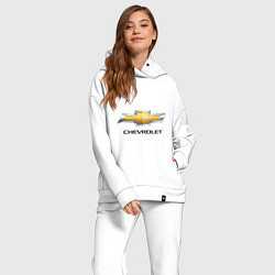 Женский костюм оверсайз Chevrolet логотип, цвет: белый — фото 2