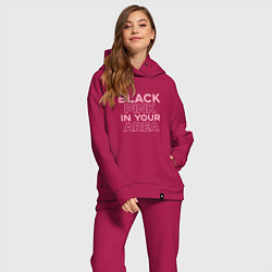 Женский костюм оверсайз Black Pink in youe area, цвет: маджента — фото 2