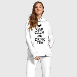 Женский костюм оверсайз Keep Calm & Drink Tea, цвет: белый — фото 2