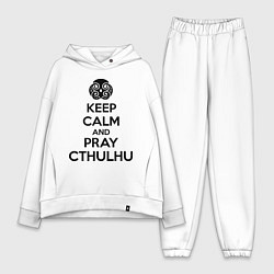 Женский костюм оверсайз Keep Calm & Pray Cthulhu, цвет: белый