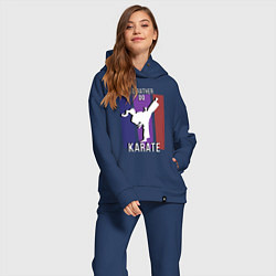 Женский костюм оверсайз Id rather do karate, цвет: тёмно-синий — фото 2