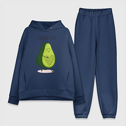 Женский костюм оверсайз Авокадо любовь, цвет: тёмно-синий