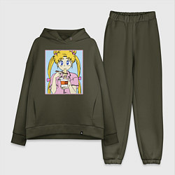 Женский костюм оверсайз Sailor Moon Usagi Tsukino, цвет: хаки