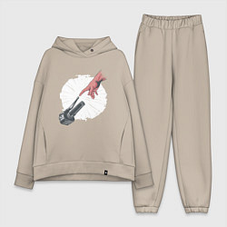 Женский костюм оверсайз Сотворение Адама - Мотоцикл, цвет: миндальный