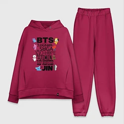 Женский костюм оверсайз BTS BT21, цвет: маджента