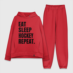 Женский костюм оверсайз EAT SLEEP HOCKEY REPEAT, цвет: красный