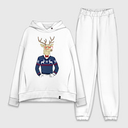 Женский костюм оверсайз Hipster Deer, цвет: белый