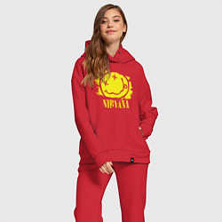 Женский костюм оверсайз Nirvana Smile, цвет: красный — фото 2