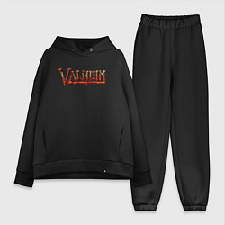 Женский костюм оверсайз Valheim огненный лого, цвет: черный