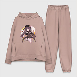 Женский костюм оверсайз Весёлая Ху Тао, цвет: пыльно-розовый