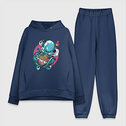 Женский костюм оверсайз Anime Octopus eating Ramen, цвет: тёмно-синий