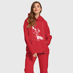 Женский костюм оверсайз Черный Аста Чёрный клевер, цвет: красный — фото 2